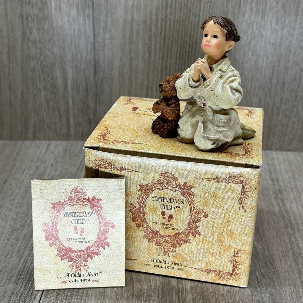 Boyds Bear Yesterdays' Child Dollstone Mark w/ Luke The Prayer Figurine # 3545 - Picture 2 of 11